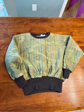 Vintage 80s SafTbak Quilted Camo Thermal Crewneck Sweatshirt USA Hunting XL